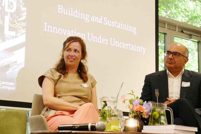 Susanne van der Velden  (L) and Mohammad N. Nasiri at the book launch